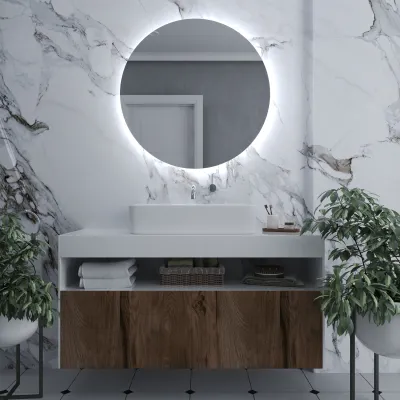 Rundt spejl med LED E2-belysning